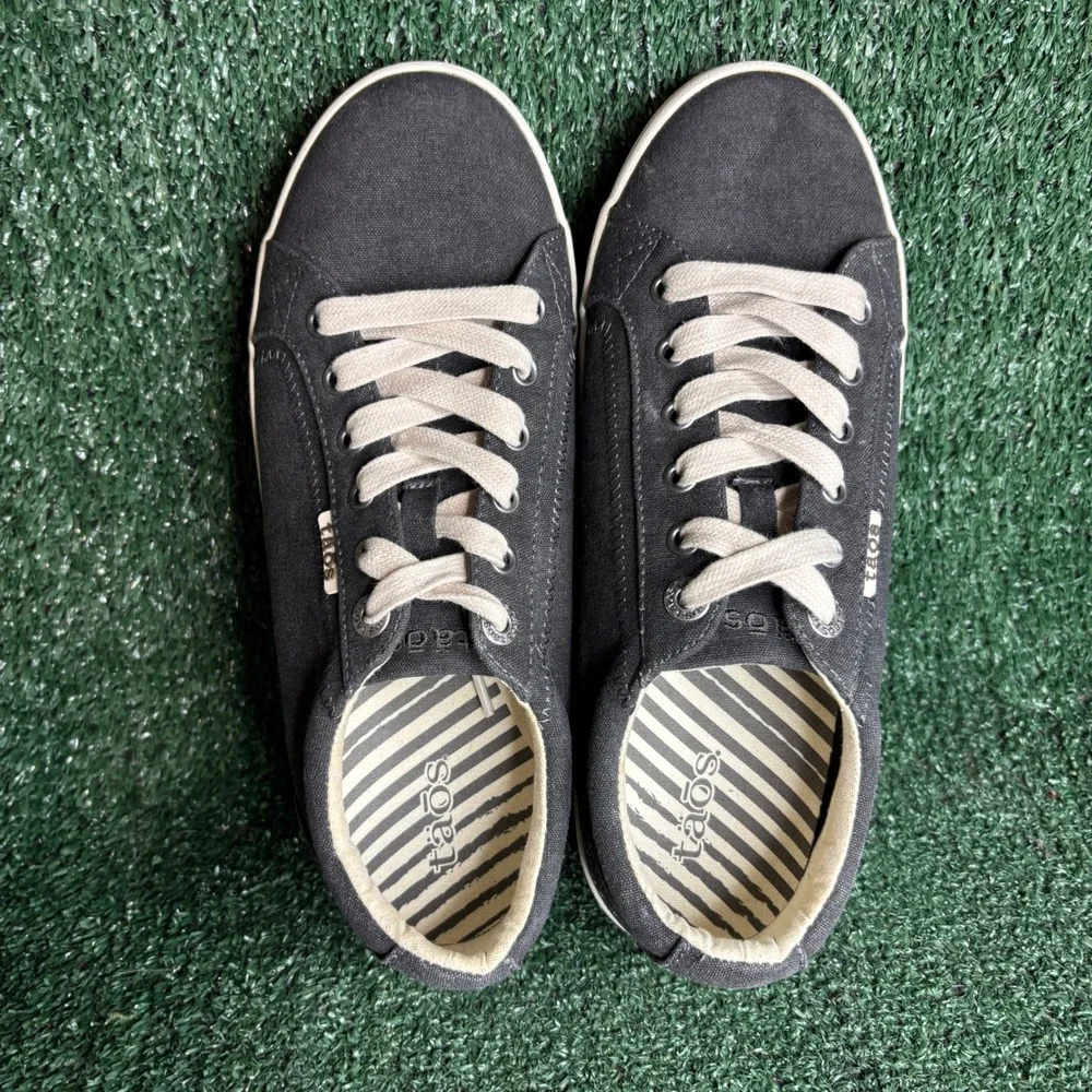NEW Taos Star Canvas Lace Up Comfort Walking Sneakers Black Womens Size 9.5 Wide